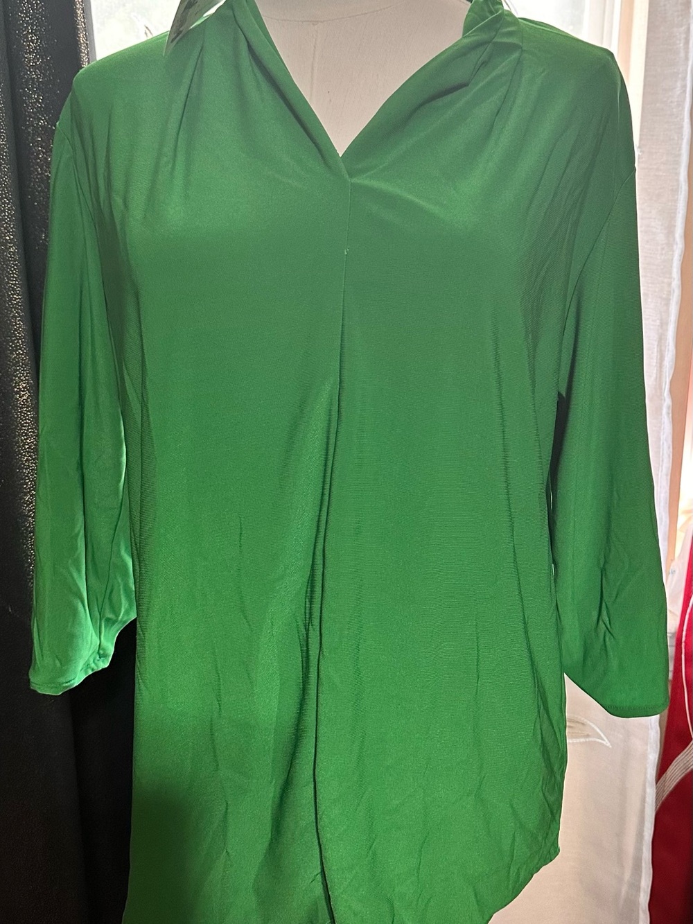 Women's Emerald Green V-Neck Tunic Top